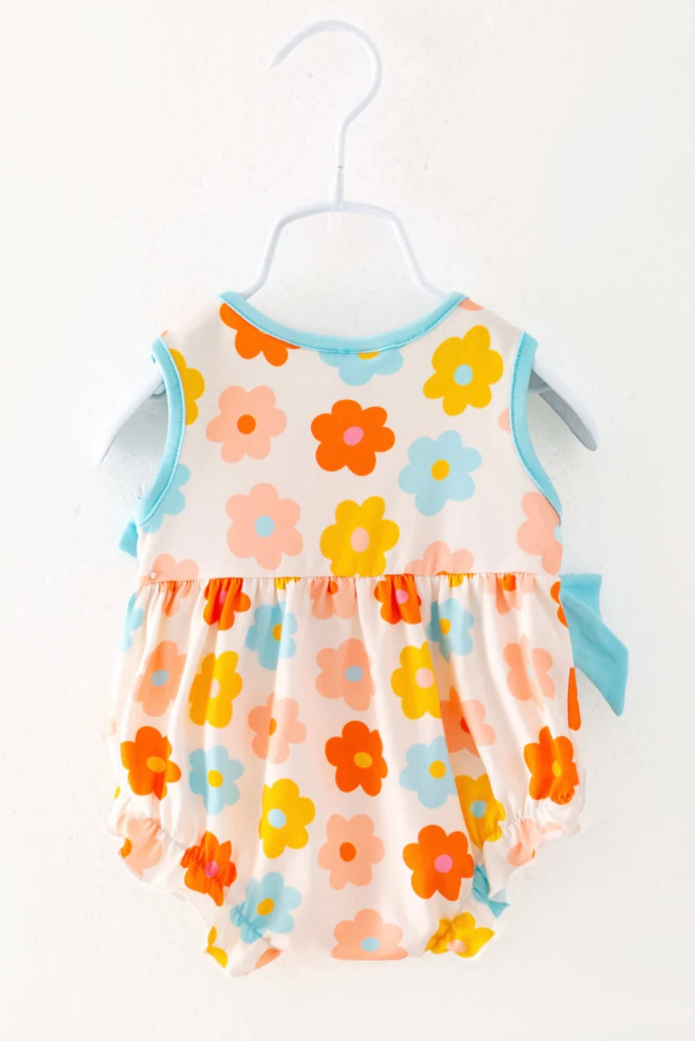 Multicolor Retro Flower Baby Girl Romper